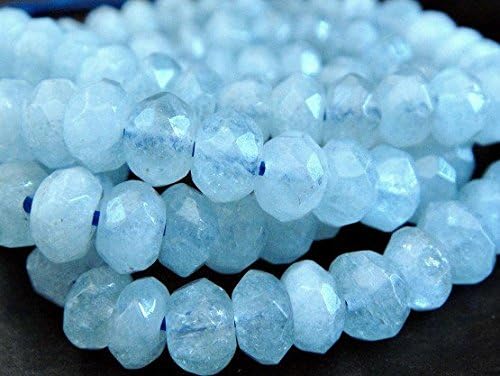 Aquamarine Faceted Rondelle, Luxe AAA, Gemstone Beads, Brides, Wholesale Beads 6x4mm Approx, 3 inch Strand