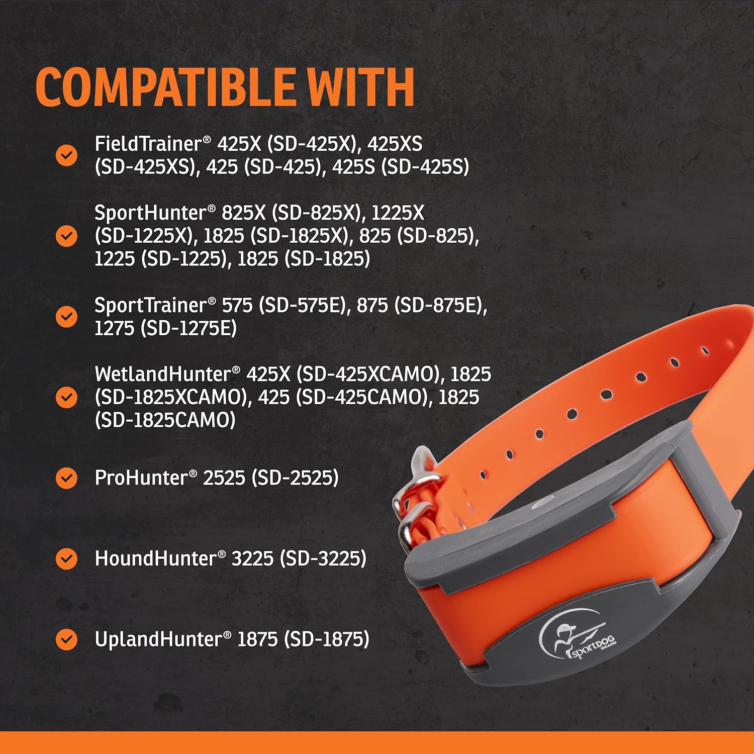 SportDOG FieldTrainer 425X & SportHunter 825X Add-a-Dog Collar - Double Pairing Compatible - Safe Shock E-Collar for Multi-Dog Households - Durable & Waterproof Obedience Training Accessory - Orange