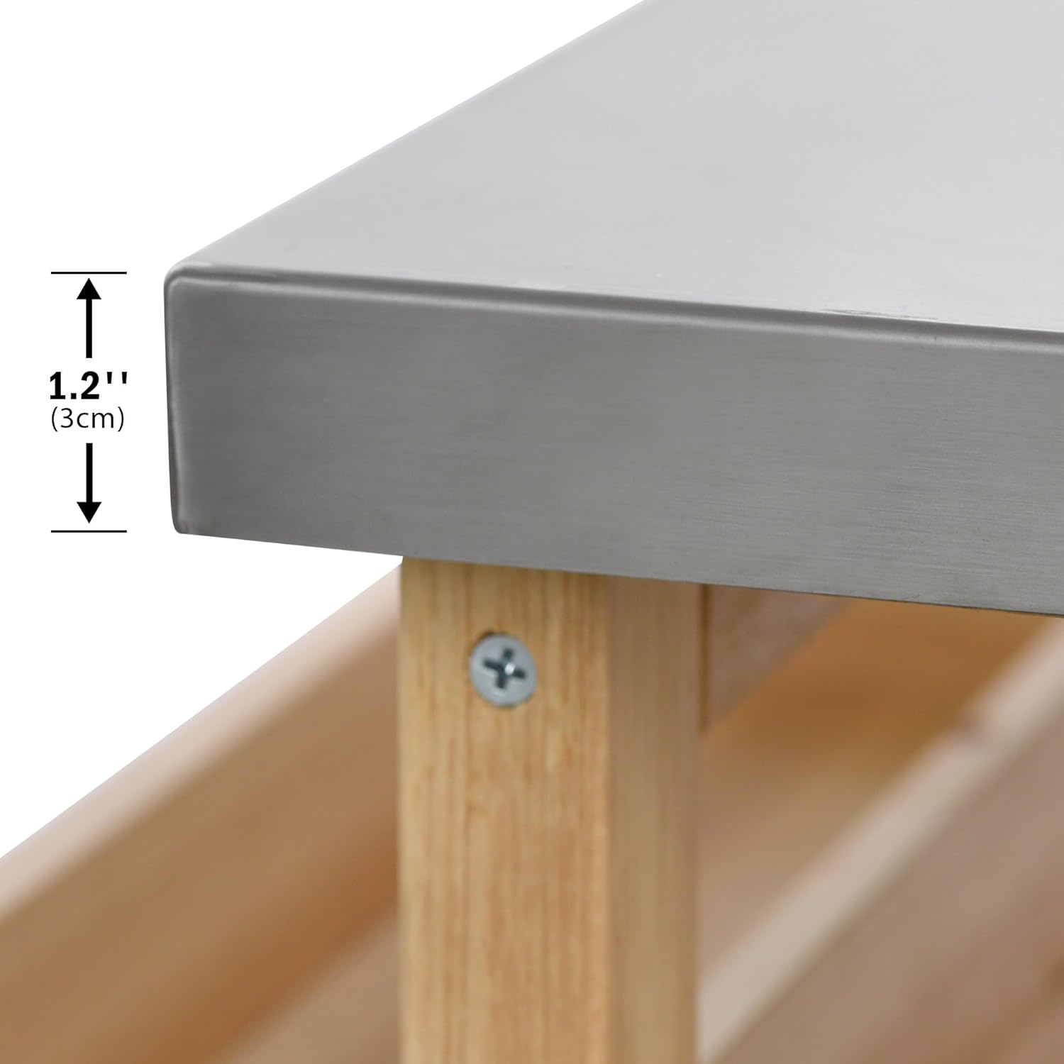 LUMISOL Outdoor Kitchen Island with Stainless Steel Top & Storage Cabinet, Farmhouse Solid Wood Grill Table with Internal Storage Rack, Outdoor Bar Cart with Spice & Towel Rack, Natural