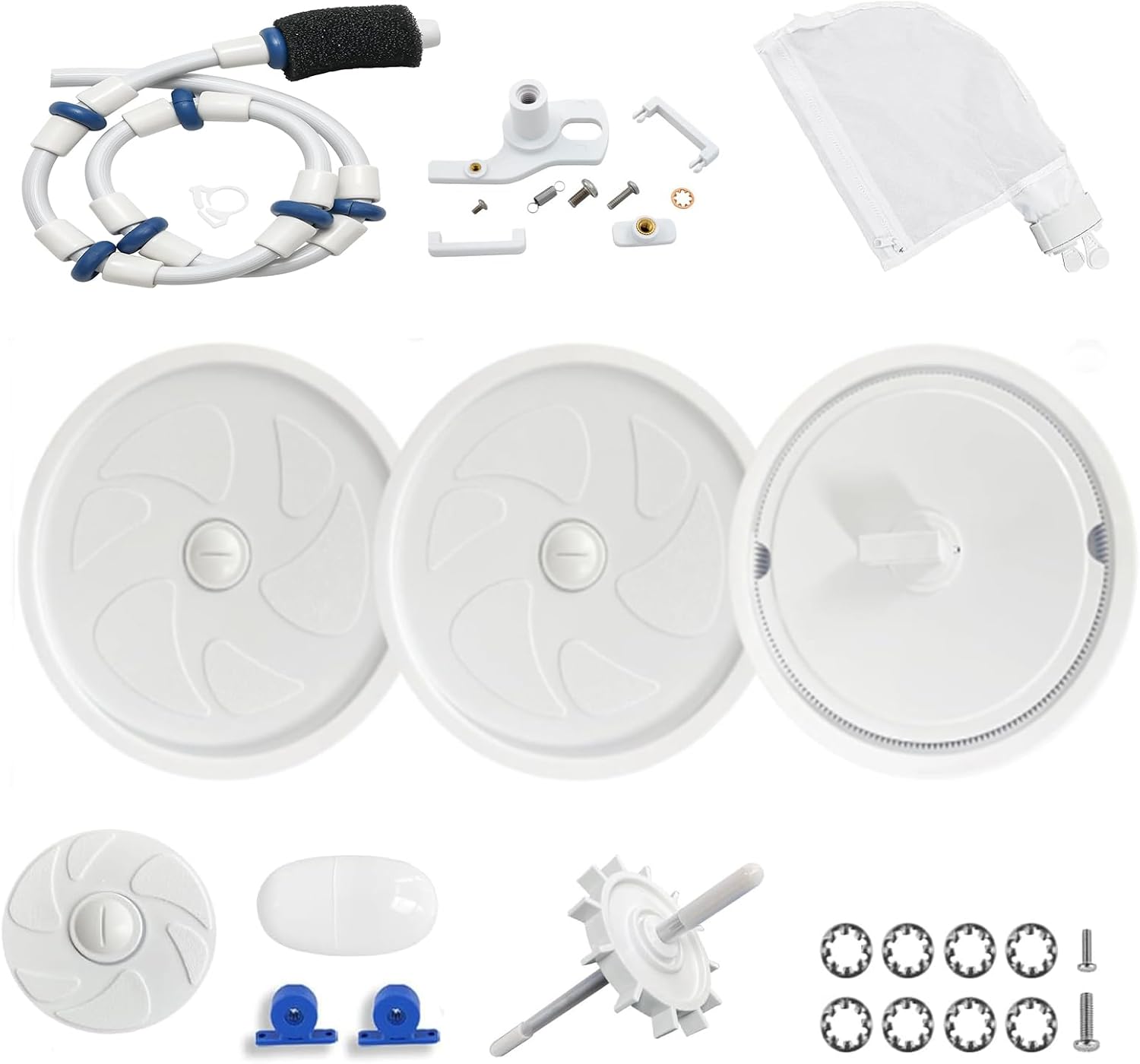 Pool Cleaner Rebuild Repair Kit with Large Wheels, Bearings,Tires,Small Wheel, Bearings, Sand Sill Bag, Tail and Scrubber Replacement for Polaris Zodiac Automatic Pool Cleaner 180 280