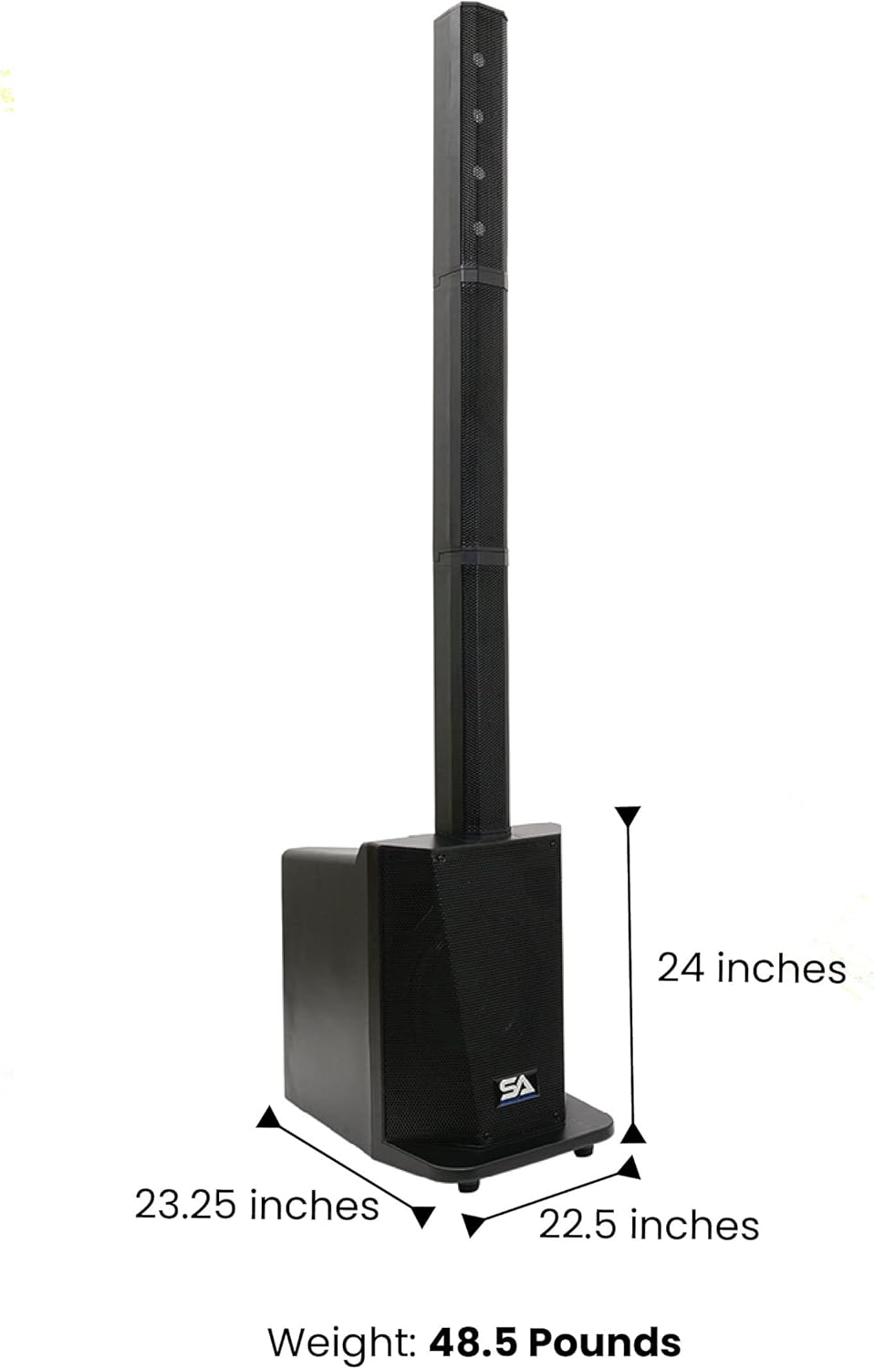 Seismic Audio - Tower1 - Powered Portable Column Array PA System - 4x3 Column Speaker & 10 Inch Subwoofer