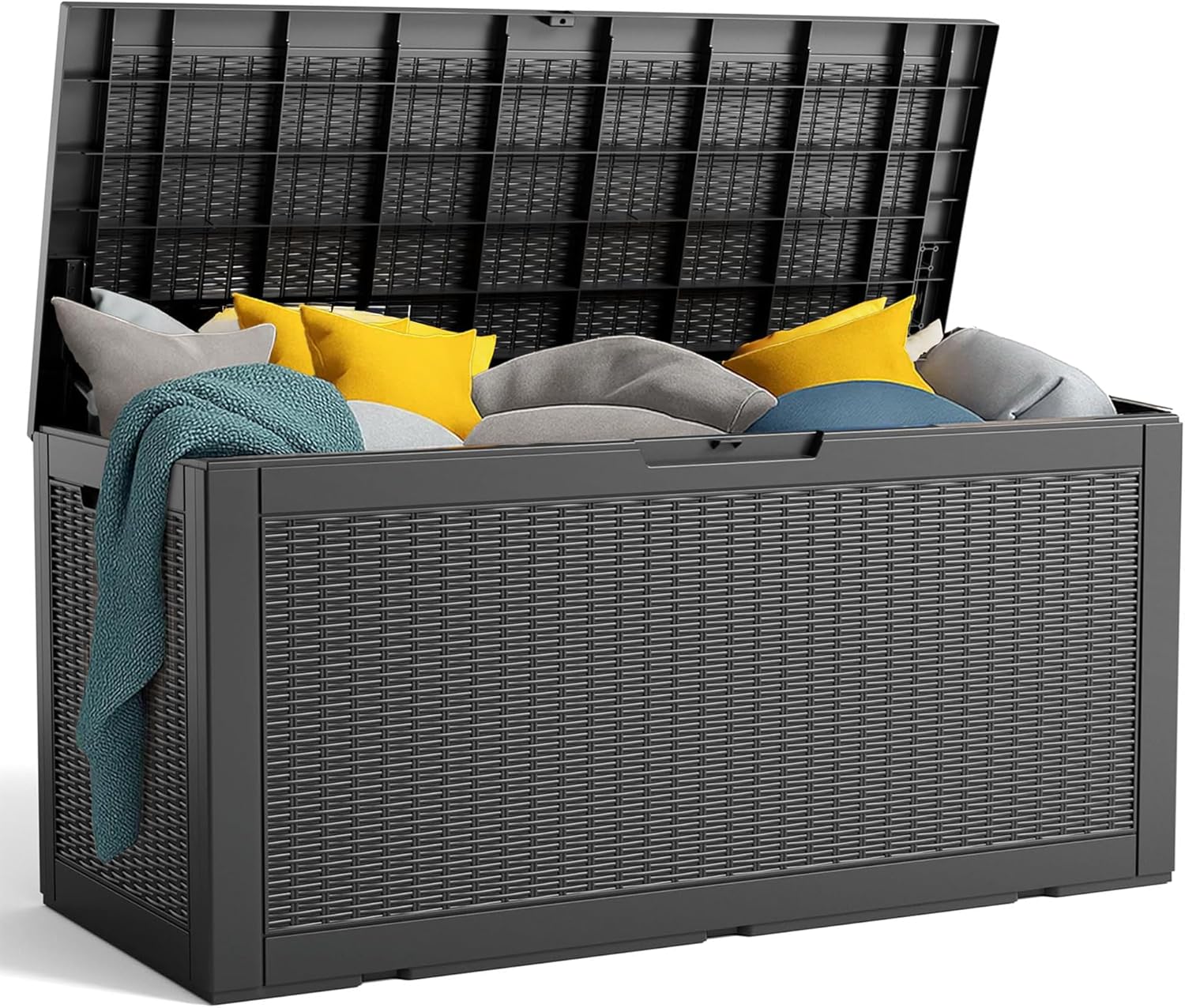 120 Gallon Outdoor Storage Box – Waterproof Deck Box for Garden, Patio & Backyard,Black