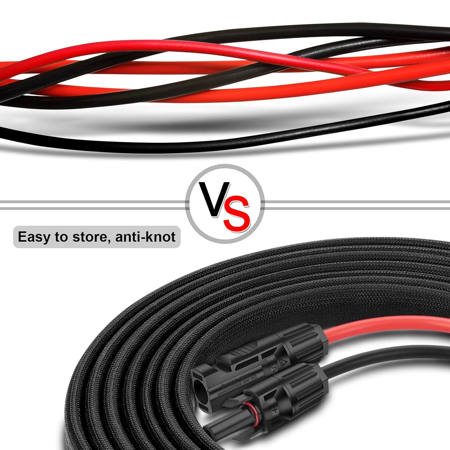 Solar Panel Extension Cable - 25FT 8AWG(10mm²) Solar Panel Wire Twin with Female and Male Connector, Tinned Copper PV Wire for Home Boat RV Solar Panel Outdoor (8AWG 25FT)