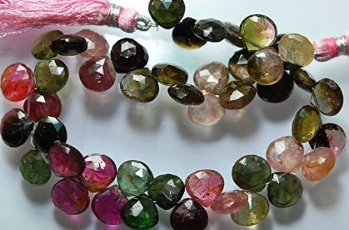 130 Cts, 8'' Strand, Super Finest, Natural Multi Tourmaline Faceted Large Heart Briolettes, 10-9mm