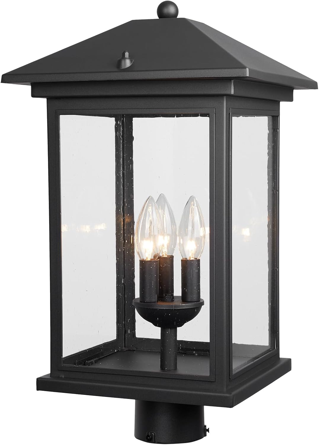 Treekee Outdoor Post Light, 21'' Lamp Post Light Fixture, 3-Light Modern Waterproof Outside Post Lantern Column Lights, Exterior Pole Lighting Pillar Lantern for Yard Garden