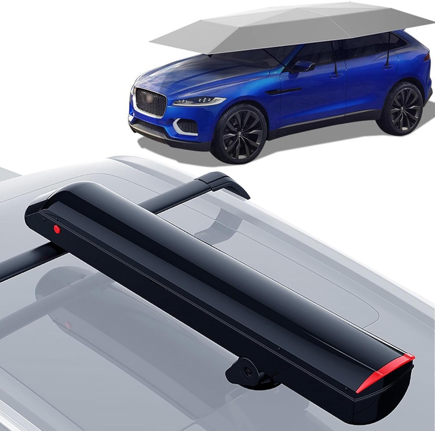 Outdoor Car Umbrella Canopy 380cmx270cm, Universal Car Tent, Portable Folding Mobile Retractable Car Tent Tarpaulin, for Parking and Camping(SilverA)