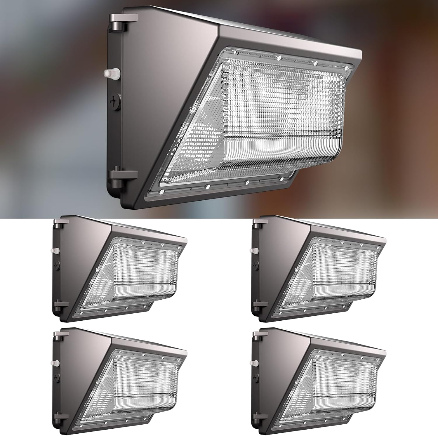 Lightdot 4Pack 200W LED Wall Pack Lights, 100-277v Dusk to Dawn Photocell, 30000Lm(150Lm/W) 5000K IP65 Wall Mount Outdoor Exterior Lighting, Orange ETL | 5-Year Warranty(Height:15~30ft)