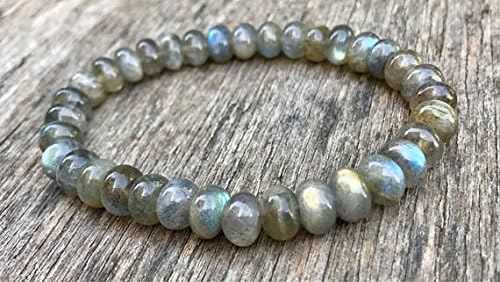 natural labradorite smooth rondelle bracelet grade a 5mm x 8mm rainbow flash labradorite rondelle beaded gemstone bracelet jewelry gift