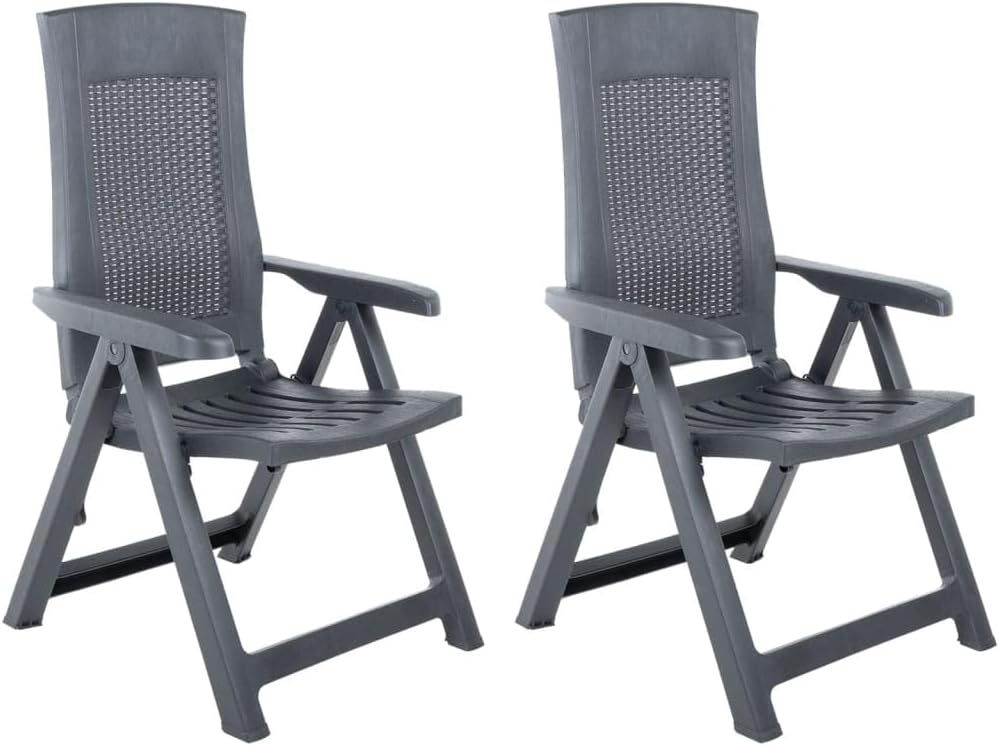 Patio Reclining Chairs 2 pcs Plastic Anthracite,Unwind in Comfort: Premium Reclining Patio Chairs Set for Outdoor Relaxation Outdoor Furniture, Outdoor Chairs