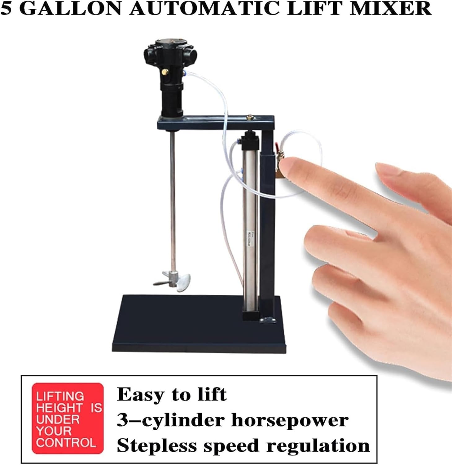 Pneumatic Paint Mixer Machine, 5 Gallon Automatic Lift Paint Stirrer with Stand, Height Adjustable, Ink Coating Mix Tool