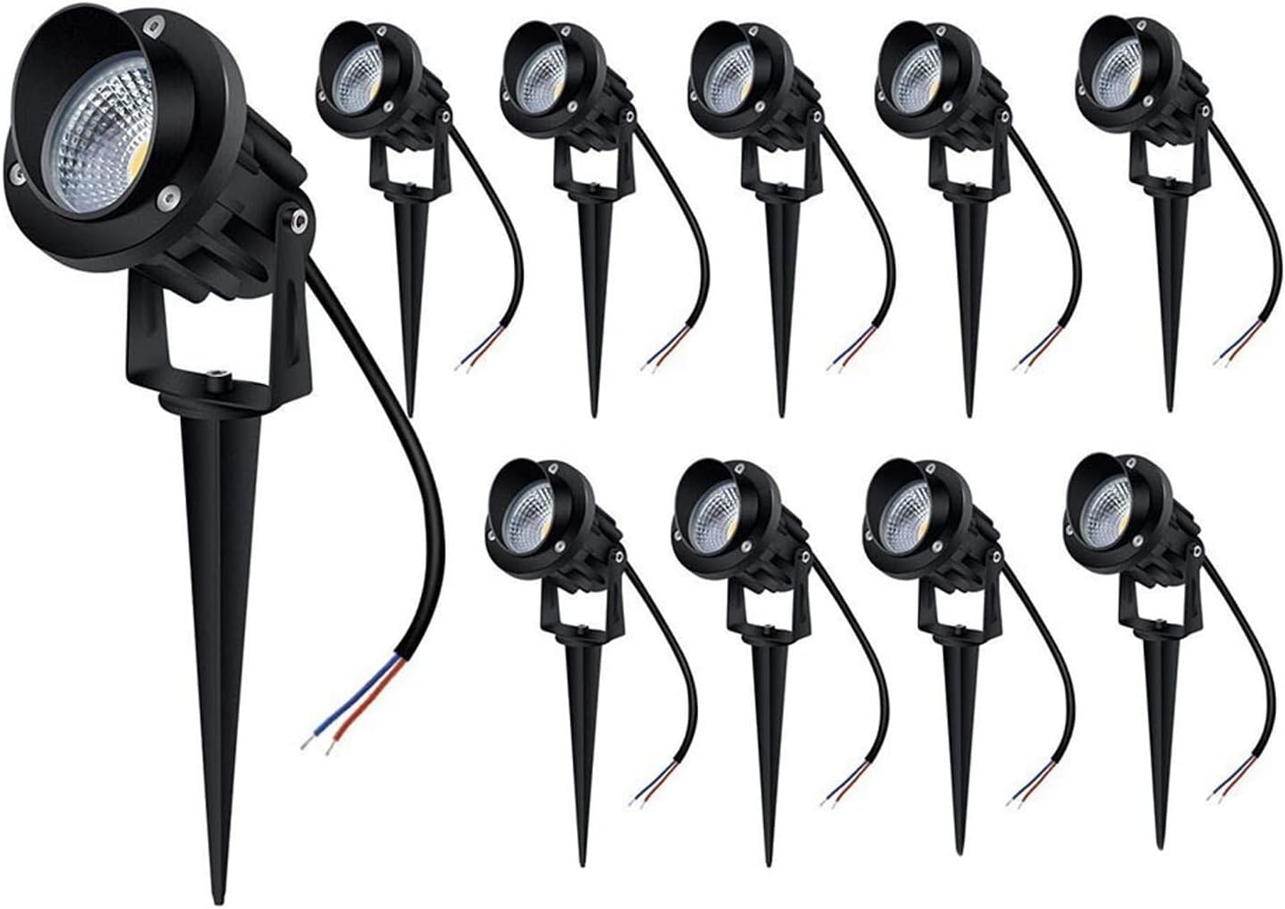 10 Pack LED Outdoor Spotlight 7 W Landscape Lighting Waterproof AC/DC 12V Landscape Lights Spot Lights for Yard with Spiked Stake Lights Garden Decorative Lamp Lights (Color : Golden, Siz
