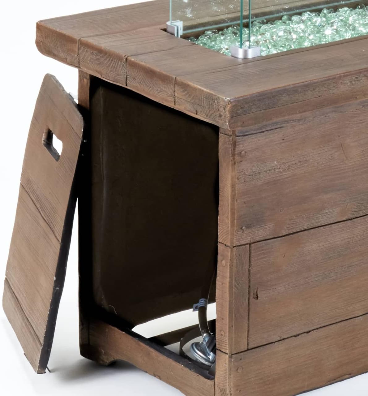 Bluegrass Living HF42603 Barnyard Style Propane Fire Pit Table for Patio and Deck Use, MGO Construction, Includes Glass Beads and Protective Cover, 42 Inch x 20 Inch, Gray