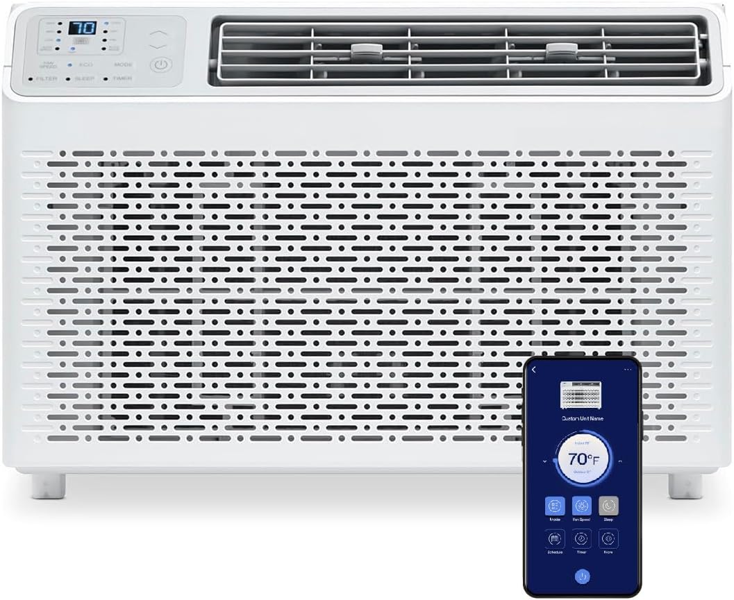 ULTRA HYPER HEAT 10,000 BTU Window Air Conditioner, Smart Cooling for Rooms up to 450 Sq.Ft, Mobile App Control, Quiet Operation, 3-in-1 Function with Cooling, Fan & Dehumidifier