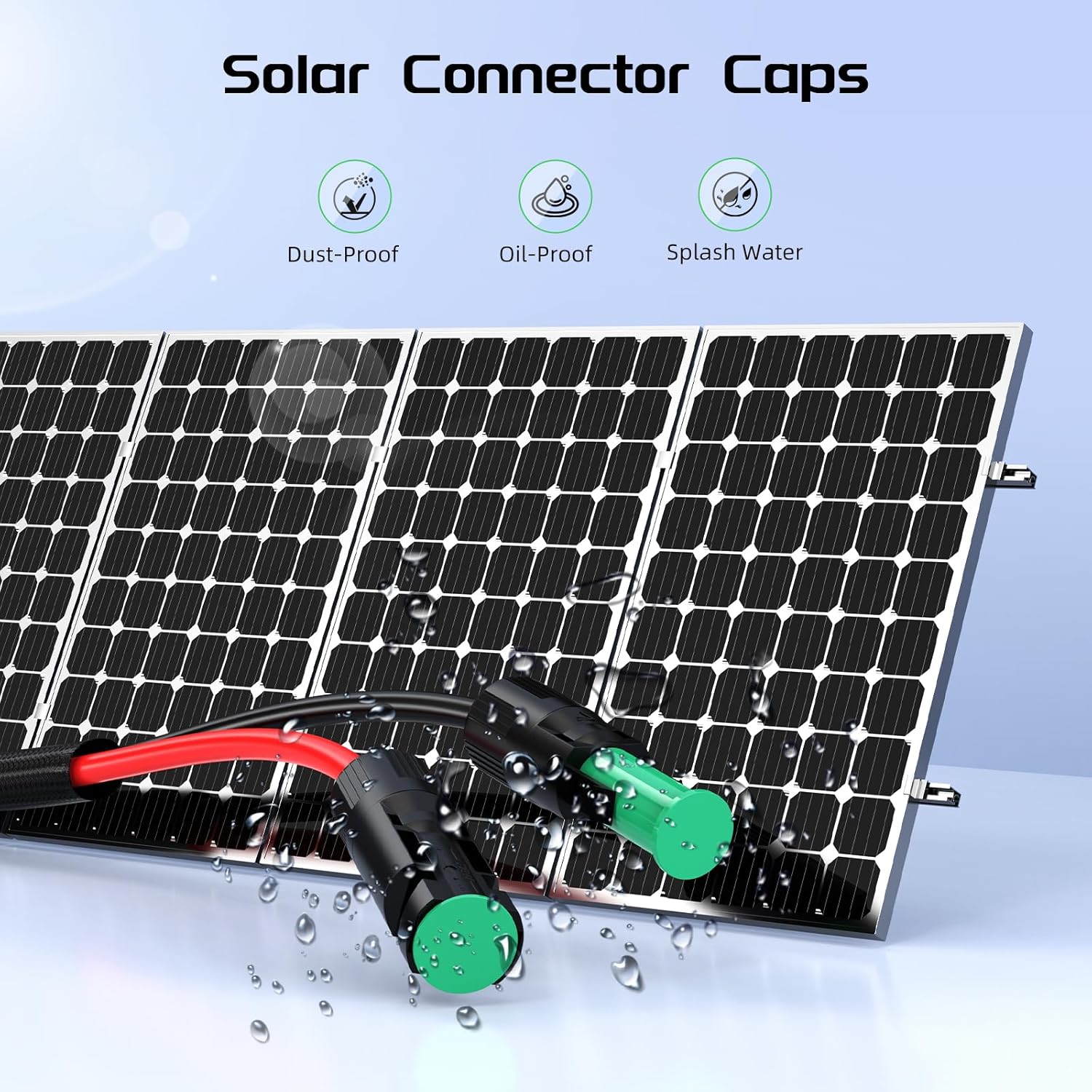 Bateria Power 1 Pair 50FT Solar Cables, 10 Gauge Solar Extension Cable with IP68 Female & Male Waterproof Connectors and Dust Caps for RV, Photovoltaic Systems