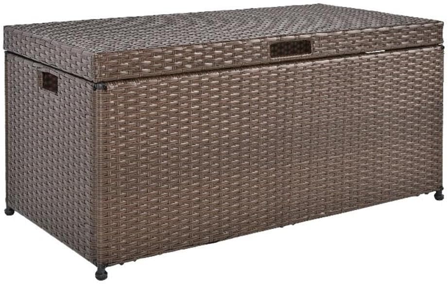 BOWERY HILL Contemporary Wicker Patio Storage Deck Box in Espresso