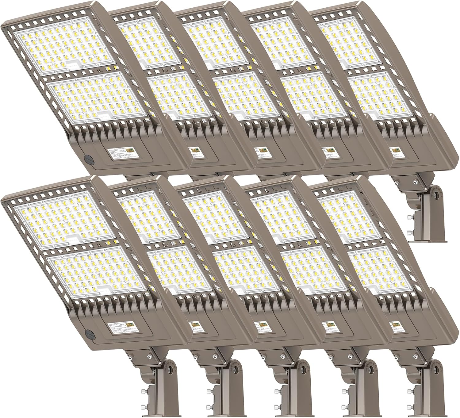 10 Pack 480V 400W LED Parking Lot Lights 60000LM UL DLC Listed Flood Lights with Dusk to Dawn Photocell IP65 Waterproof 5000K Industrial Grade Outdoor Street Pole Light Slip Fitter