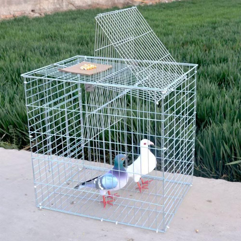 Pigeon Cage, Cages for Pigeons,Household Automatic Sky Falling Bird Container Rotating Flip Board Outdoor, Breeding Farm Specific Pigeon Coop,Pigeon Trap with Escape,(28X18X14 inch).