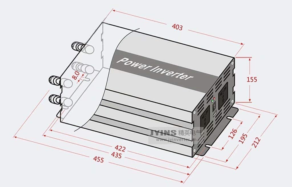 inBEKEA 5000W Pure sine Wave Inverter, DC 12V to AC 220V, 10000W Peak Power, with USB Charging Ports and 2 AC Outlet Converter for Power Failure Emergencies (24vto220v)