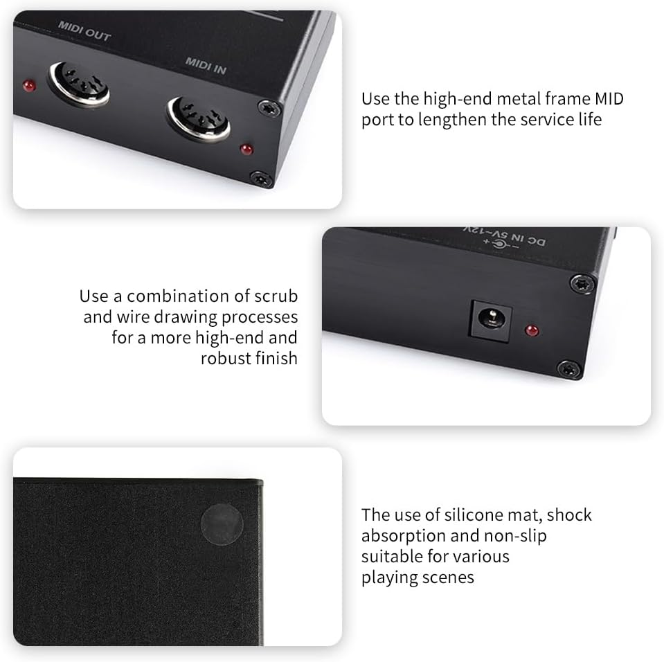 High Speed USB MIDI Host Box 1-in 1-out 16 Channel MIDI Box Applicable to MIDI Keyboard Electric Blow Tube Electric Drum USB to MIDI Converter MIDI Interface,DOREMiDi