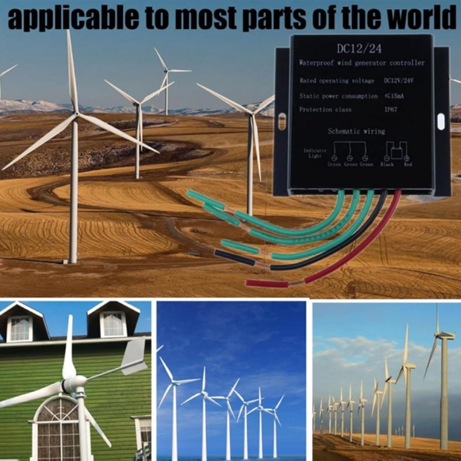 24V, Wind Solar Hybrid System MPPT Charge Controller1200W-4800W 12V 24V 48V Water Proof Wind Charge Regulator for Wind Turbine System