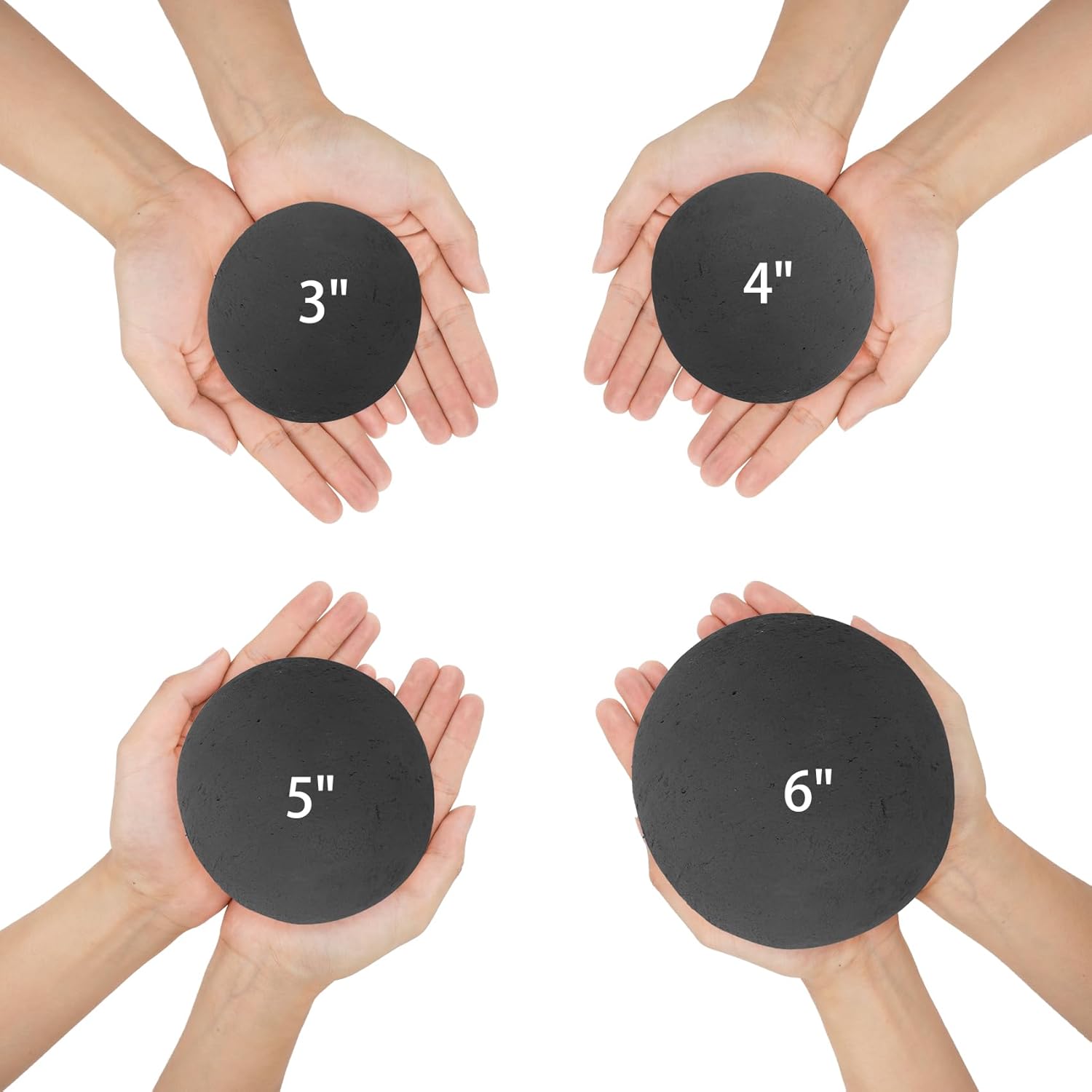 Skyflame Ceramic Fire Balls, Set of 6 Round Fire Stones Set for Indoor and Outdoor Fire Pits or Fireplaces Accessory, 5 Inch, Black