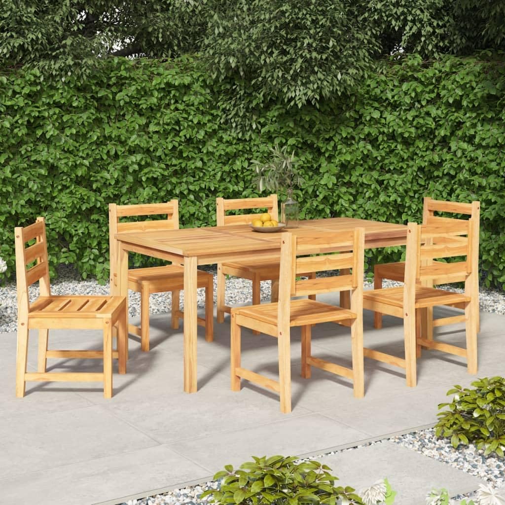7 Piece Patio Dining Set Solid Wood Teak Garden Furniture