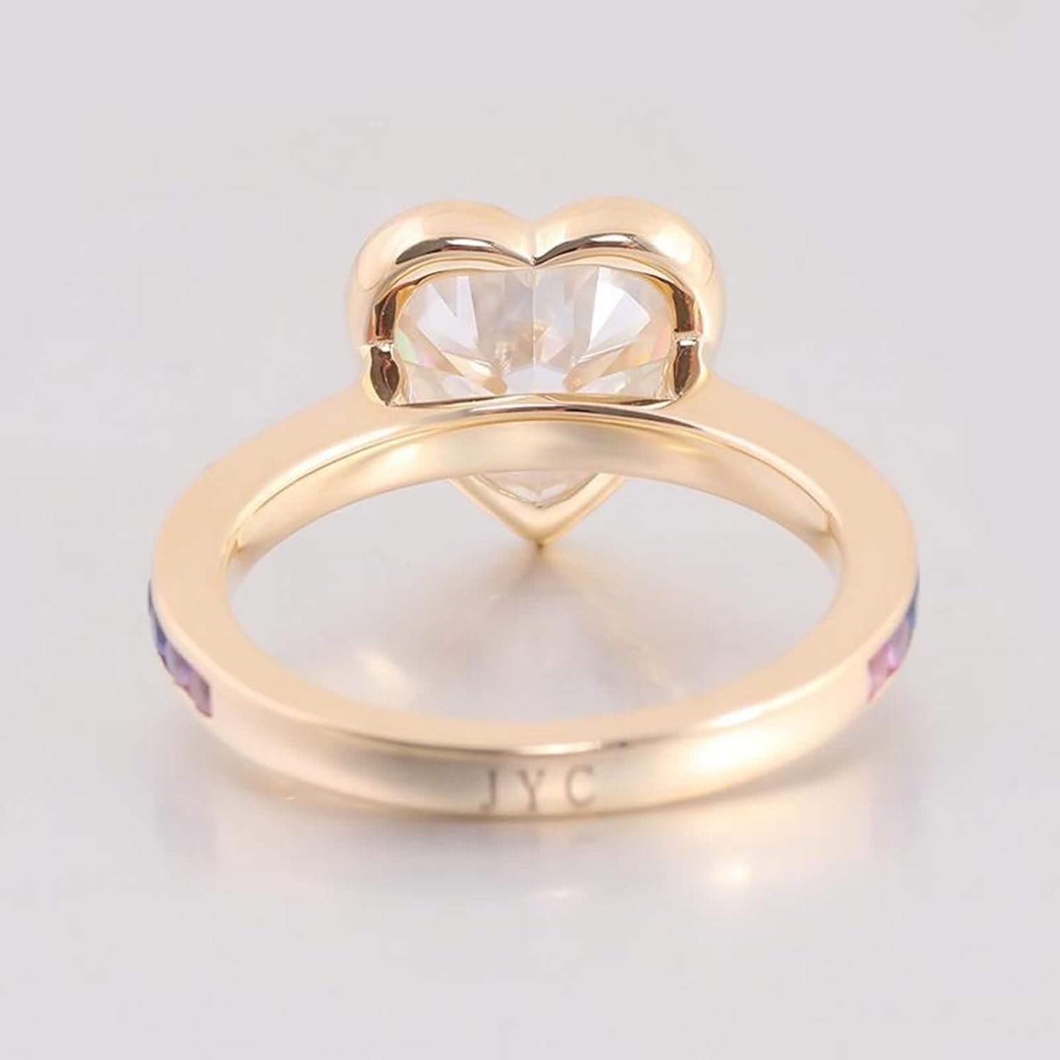 Heart Ring Jewelry, Promise Rings Moissanite Accessories 9K Yellow Gold for Engagement Wedding