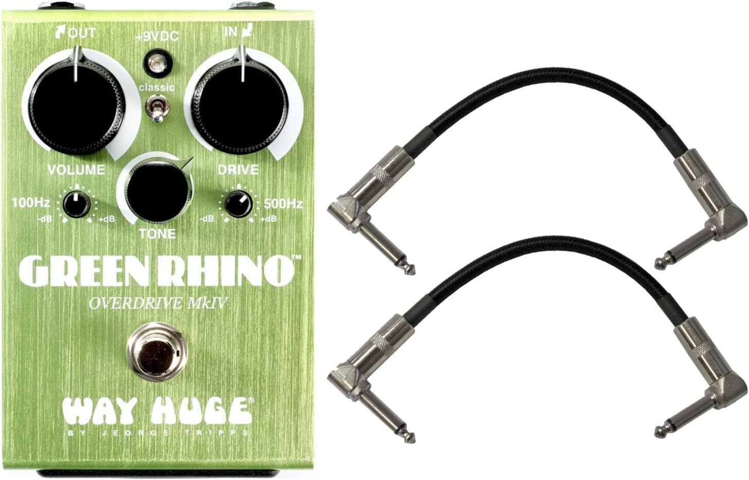 Way Huge WHE207 Green Rhino Overdrive MKIV Stomp Box w/ 2 Patch Cables