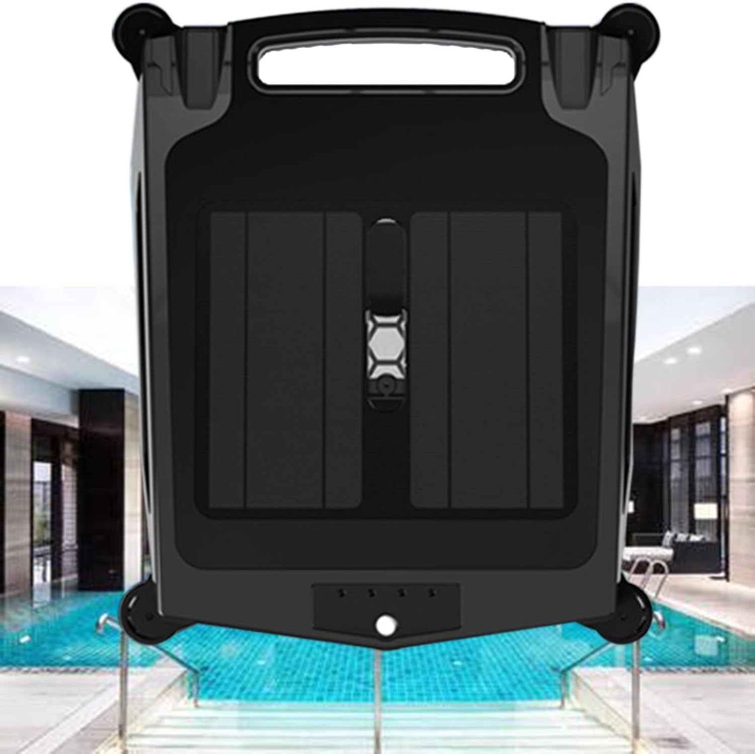 Solar Robotic Pool Sur-face Cleaner with Dual Charging Mode, Solar Powered Automatic Robotic Pool Skimmer Cleaner, Smart Obstacle Avoidance, 24/7 Cleaning