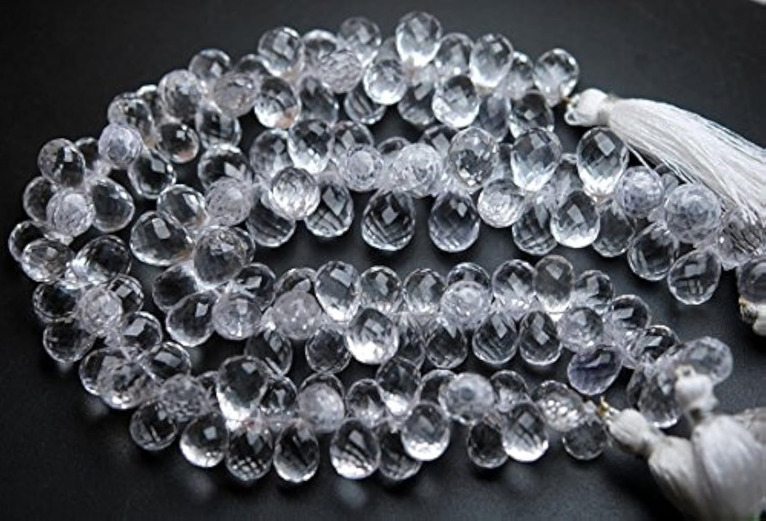 20 Beads,Natural Rock CRYSTAL Quartz Micro Faceted Drops Shaped Briolettes,11-12mm Long