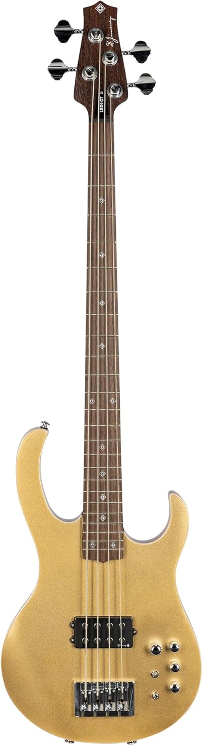 H. Jimenez 4 String Glossy Gold Top Bass Guitar With Deluxe Padded Gig Bag (LBS4-GT)