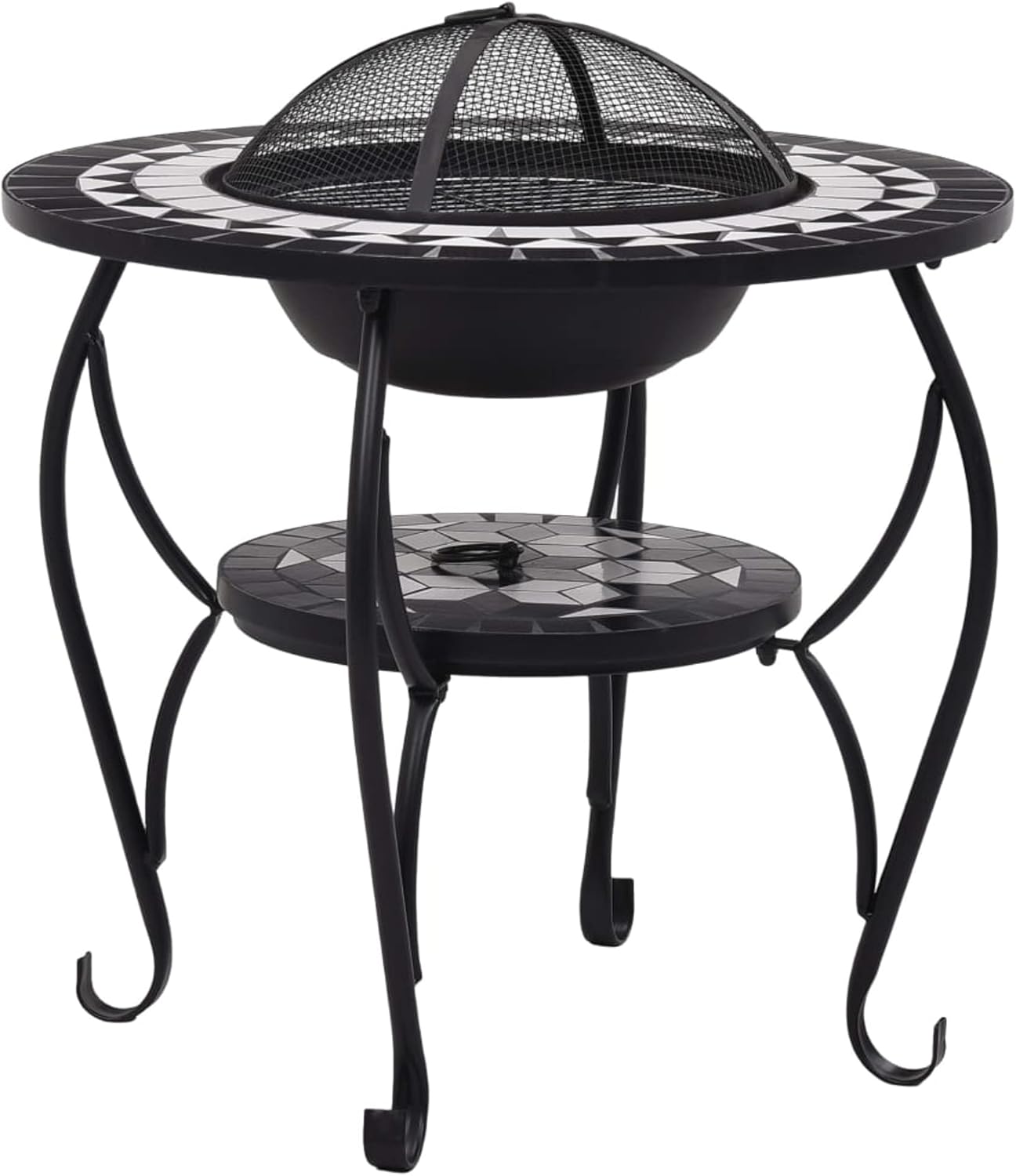 Mosaic Fire Pit Table Black and White 26.8