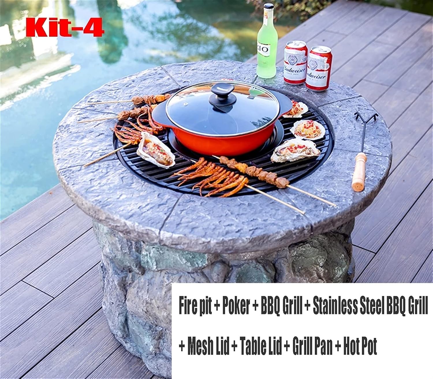 Outdoor Fire Pit Outdoor Wood Stove, Outdoor Cooking Fire Pit BBQ Kit, Garden Patio Heater
