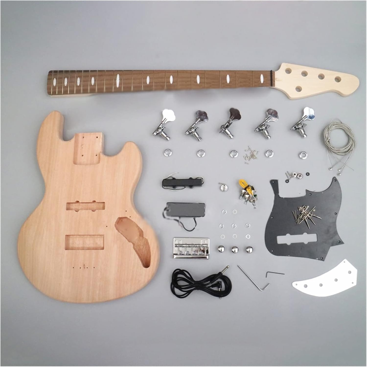 5 Strings DIY Electric Guitar Kit Mahogany Body Maple Neck Rosewood Fingerboard Unfinished Guitar Set