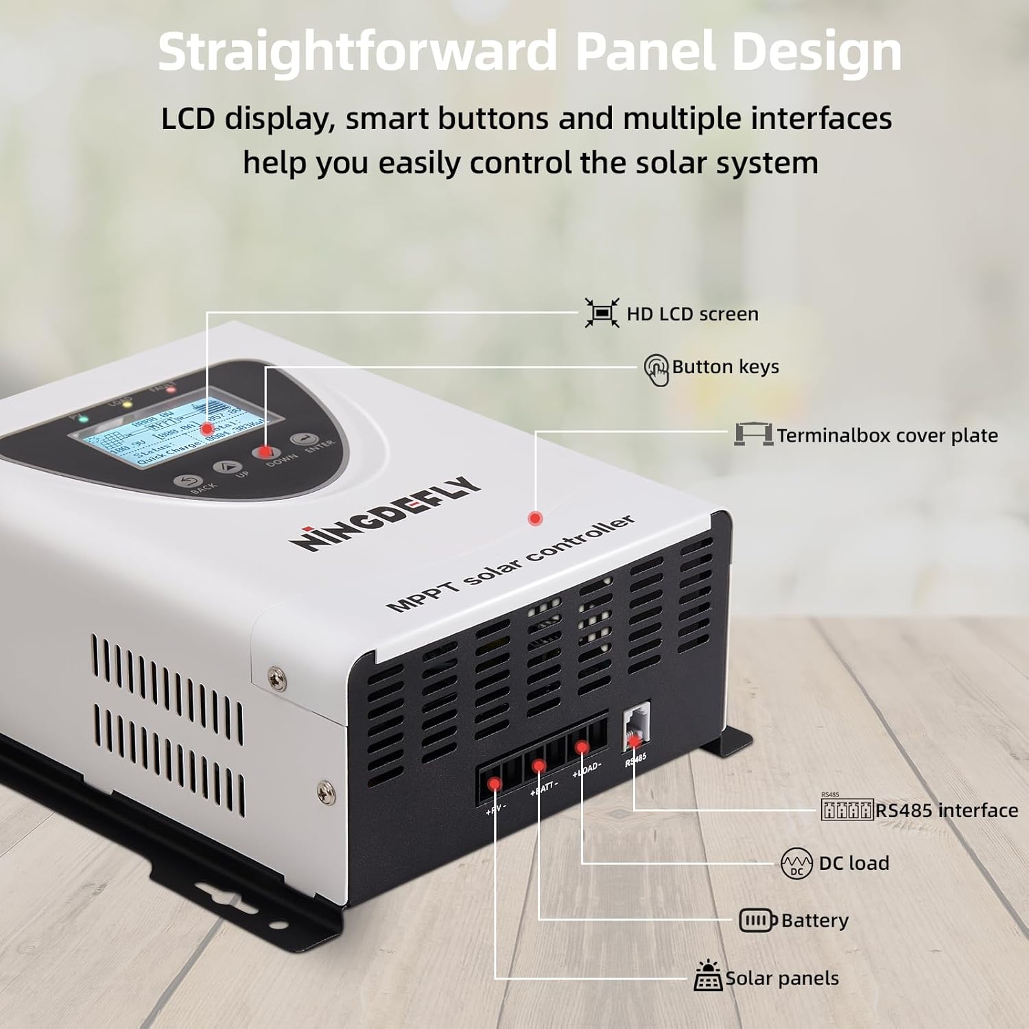 60A Mppt Solar Charge Controller 12V 24V 36V 48V Solar Panel Charge Controller Input DC150v Intelligent Regulator with LCD Display Charge for Gel LiFePO4 SLD FLD Batteries