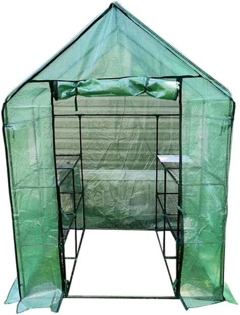 Garden Winds Custom Fit Replacement Cover Compatible with The Ohuhu Y21-80401-13 4.8' x 4.8' Portable Walk in Instant Pop Up Greenhouse Zipper Entry Door Mesh Side Windows - PE Fabric - Green