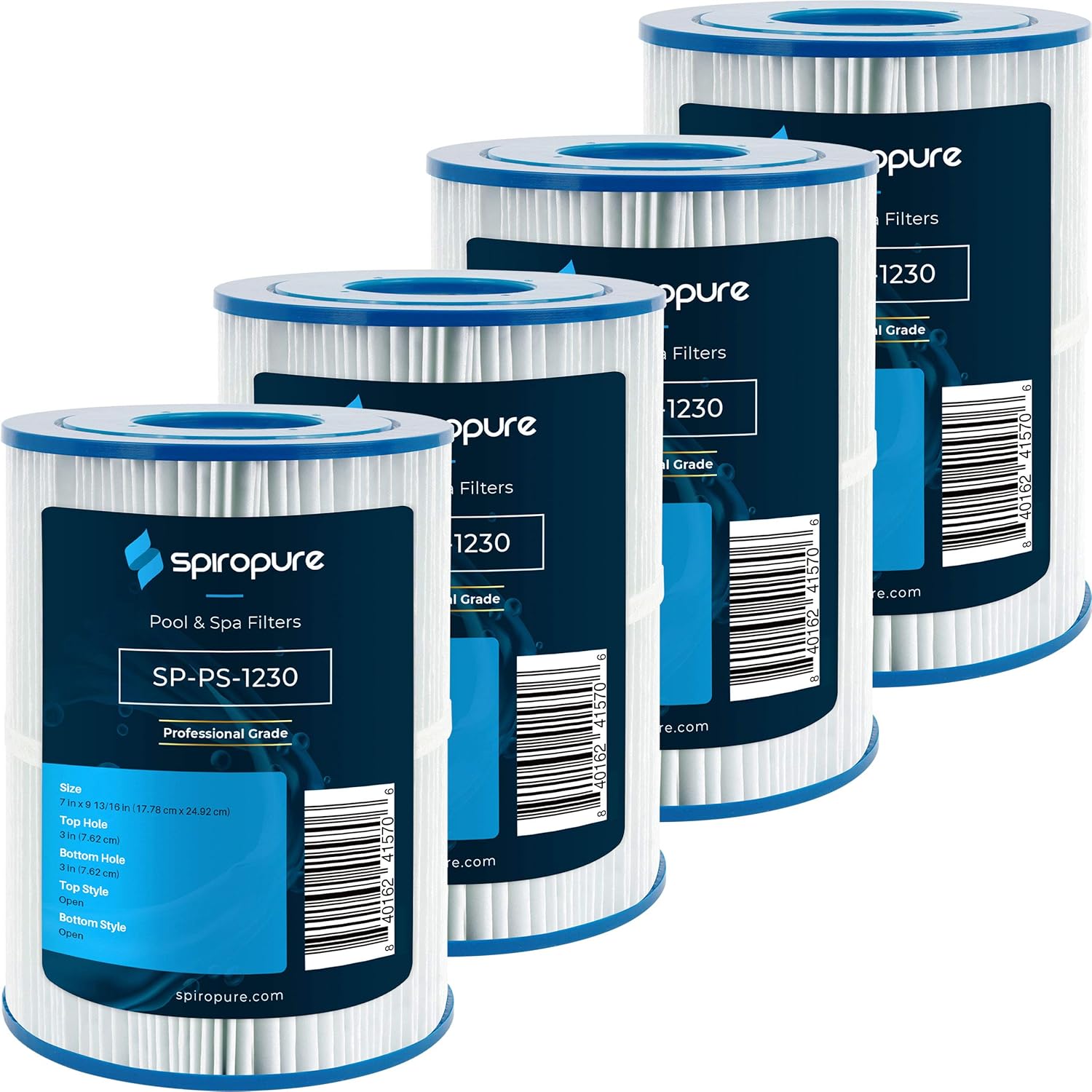 SpiroPure Replacement for Unicel C-7626 Hayward CX250RE Pleatco PA25-4 Filbur FC-1230 Star Clear C250 Hot Tub Spa Pool Filter Replacement Cartridge (Case of 4)