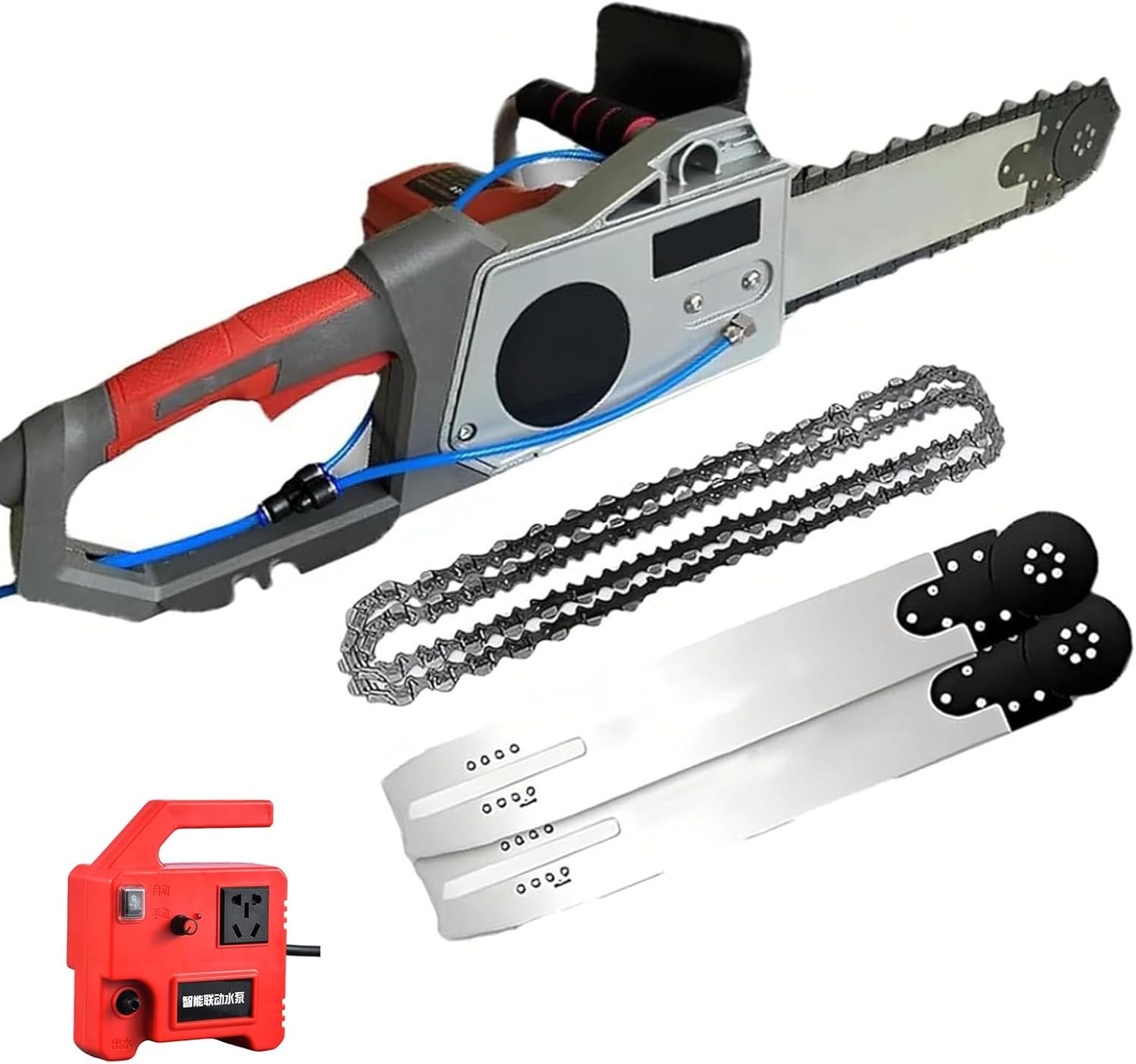 High-Power Electric Concrete Saw 5800W/6500W - 2 Diamond Chains & Guide Plates, Marble Depth 35cm/48cm, For Reinforced Concrete, Brick & Stone Cutting - Heavy-Duty, Professional Tool(Model-480)