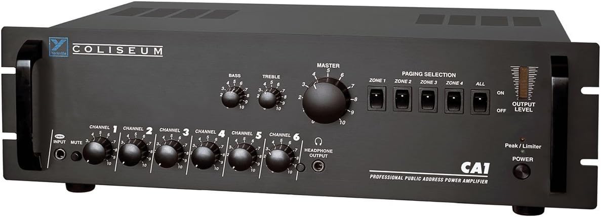 Yorkville CA1 Amplifier 70 Volt 6 Channel Public Address Amp Rack Mountable Steel Chassis Black