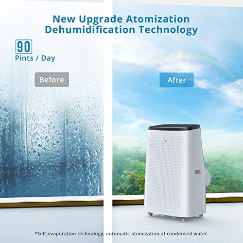 14,000 BTU Portable Air Conditioner, Portable AC Unit for Bedroom, Fast Cooling Quiet Air Conditioners Cools 750 Sq.Ft, 4 Modes & Window Kit, Sleep Mode, 24H Timer, White