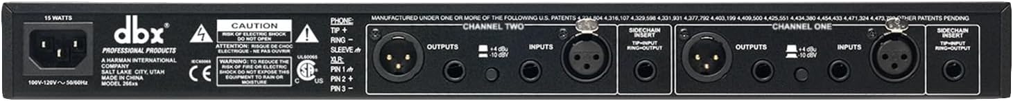 dbx 266xs Professional Audio Compressor/Gate Dynamic Effects Processor with Sidechain Insert. For Portable, Tour, Studio. 1U Single Rack Space, Silver