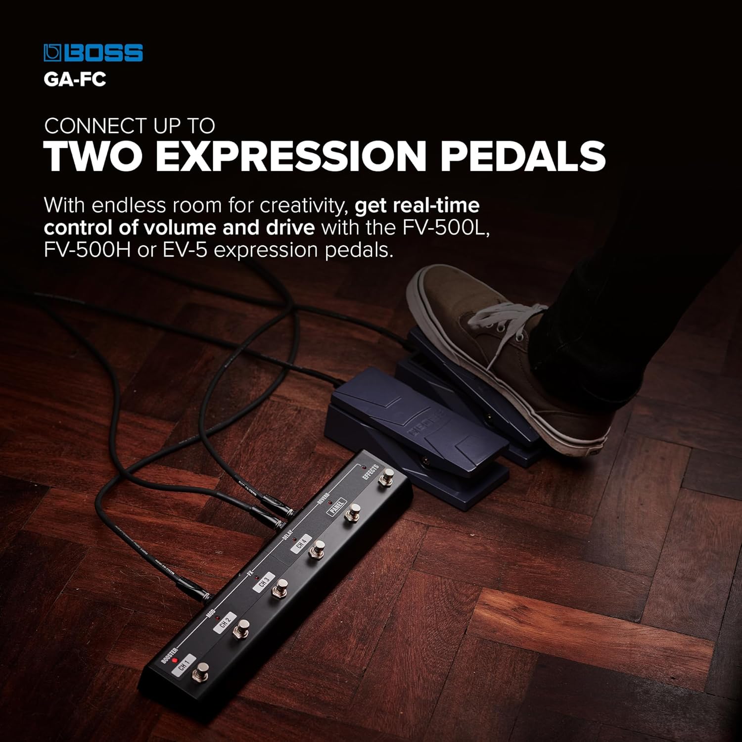 BOSS GA-FC | 6-Button Foot Controller | Hands-Free Control of BOSS/Roland Guitar & Bass Amps | Streamlined Channel Switching | Change Presets & Toggle Effects | Compatible with Most Katana Amps & More