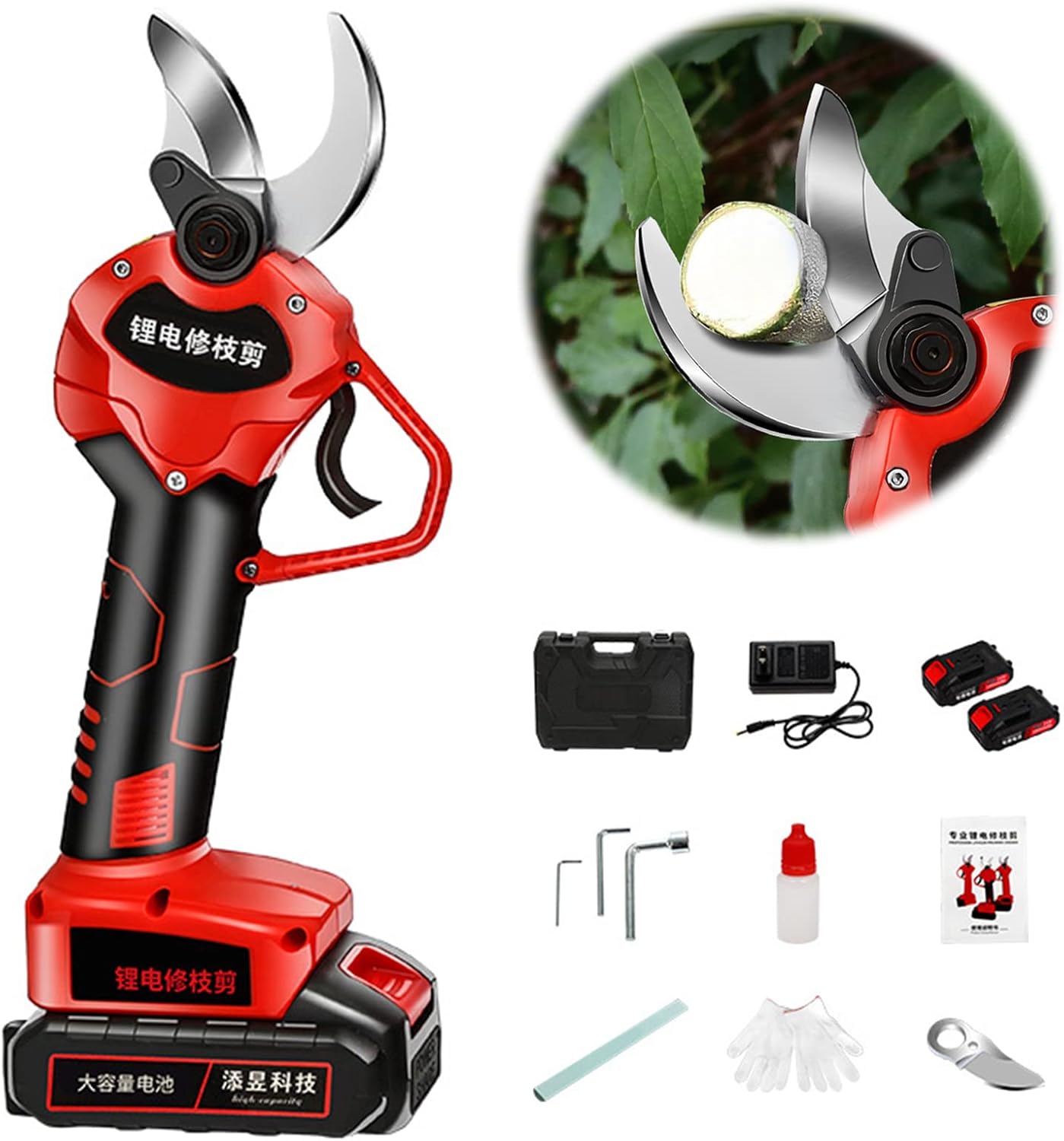 Electric Pruning Shears, Professional Cordless Pruning Shears Battery Powered, Tree Branch Pruner with 2Pcs Rechargeable Lithium Battery, 40Mm [1.57 Inch] Cutting Diameter Brushless Motor