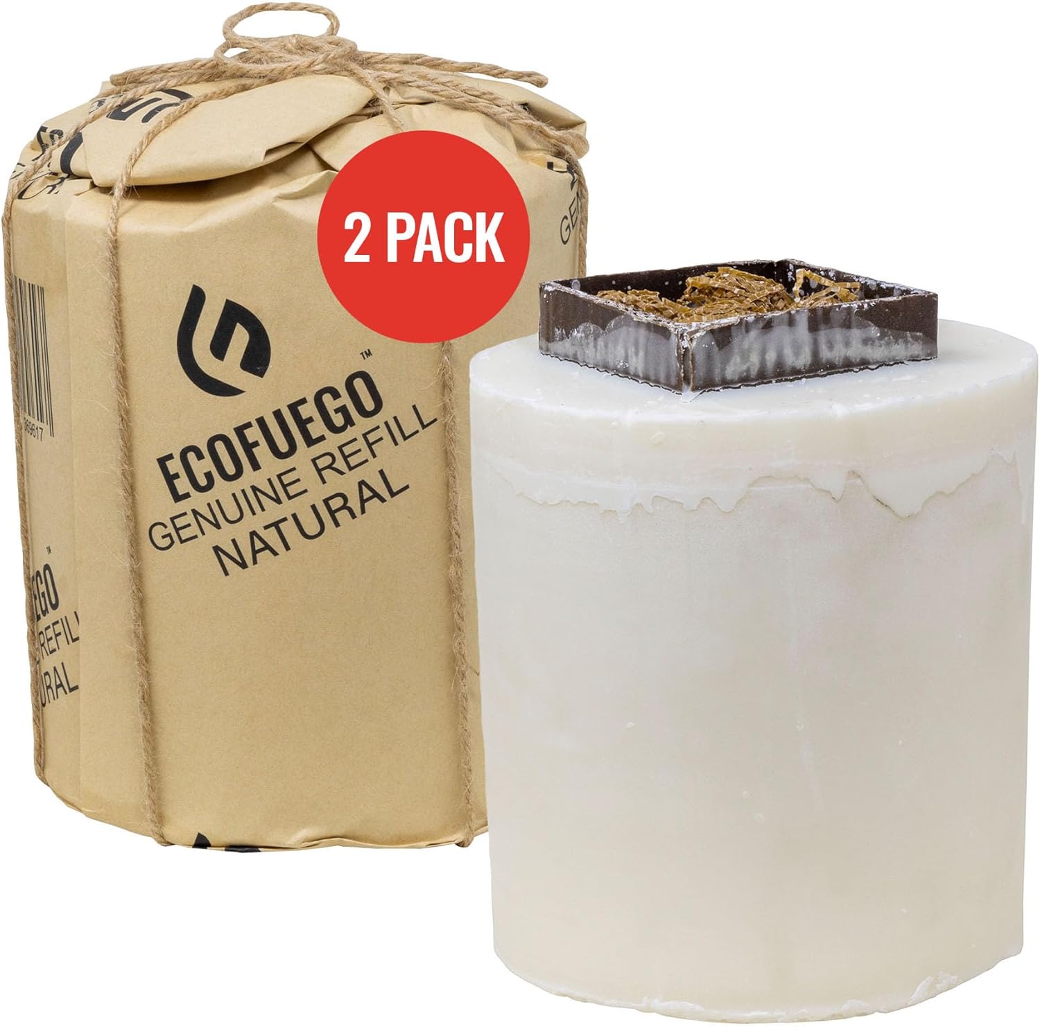 Eco Fuego Fire Pit Wax Refill – Biodegradable Vegetable Wax, Sustainable and Clean Burning. Each Refill Lasts up to 8 Hours – Natural (Pack of 2)