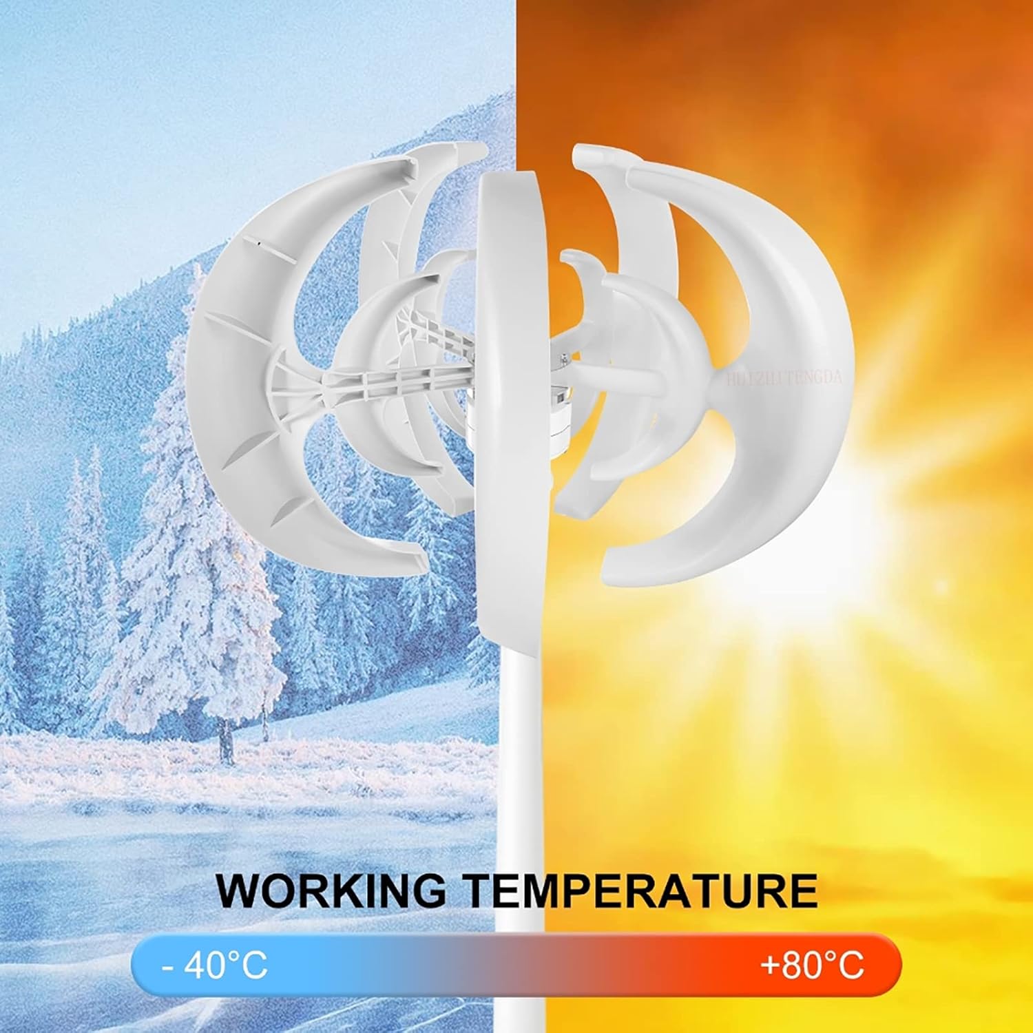 12000W Efficient Vertical Axis Wind Turbine Set, 220V 12V 24V 48V Low Noise DC Wind Turbine Generator with Controller for Home Or Camping (White,5 Blades)