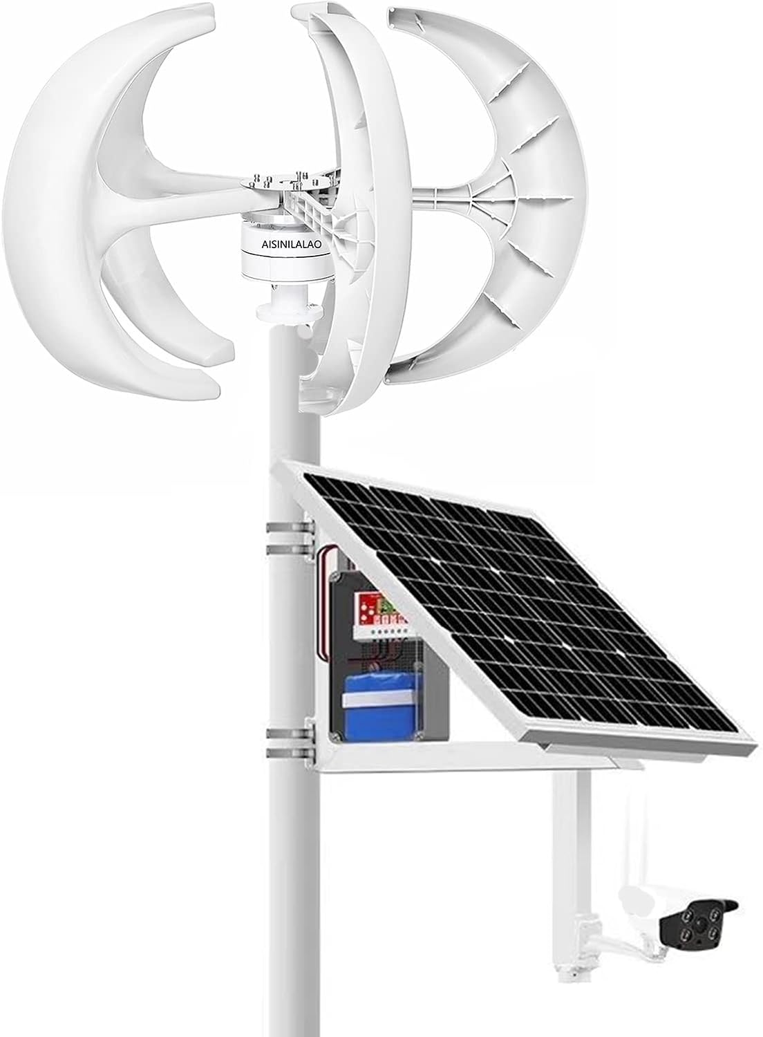 Vertical Wind Power Turbine Generator, 12000W 12V24V48V Breeze Start Wind-Solar Complementary +Magnetic Levitation Axis Wind Turbine Generator Power,White