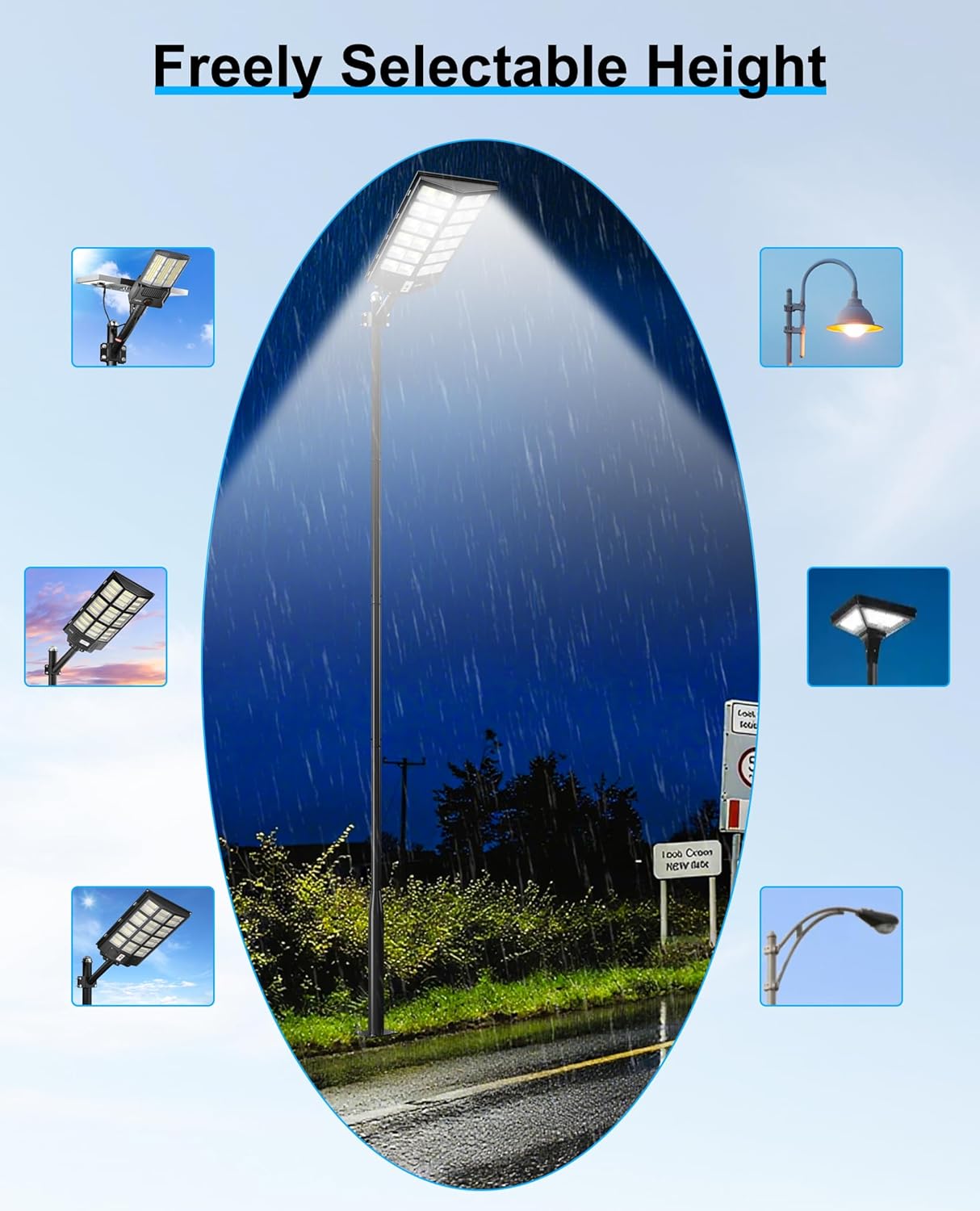 JAYNLT 19Ft Tall Street Light Pole -Heavy -Duty Metal Street Lamp Post for Solar Street Lights with Mounting Rebar Cage Base Accessory for Parking, Yard,Farm(Light not Included