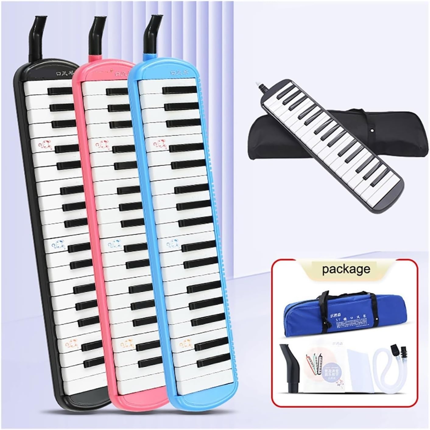Melodica 37 Key Melodica Keyboard Harmonica Combo Pianica Air piano Portable With Carrying Bag Mouthpiece for Beginner(37 keys blue)
