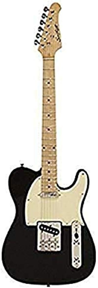 Sawtooth ET Series Electric Guitar, Black with Aged White Pickguard