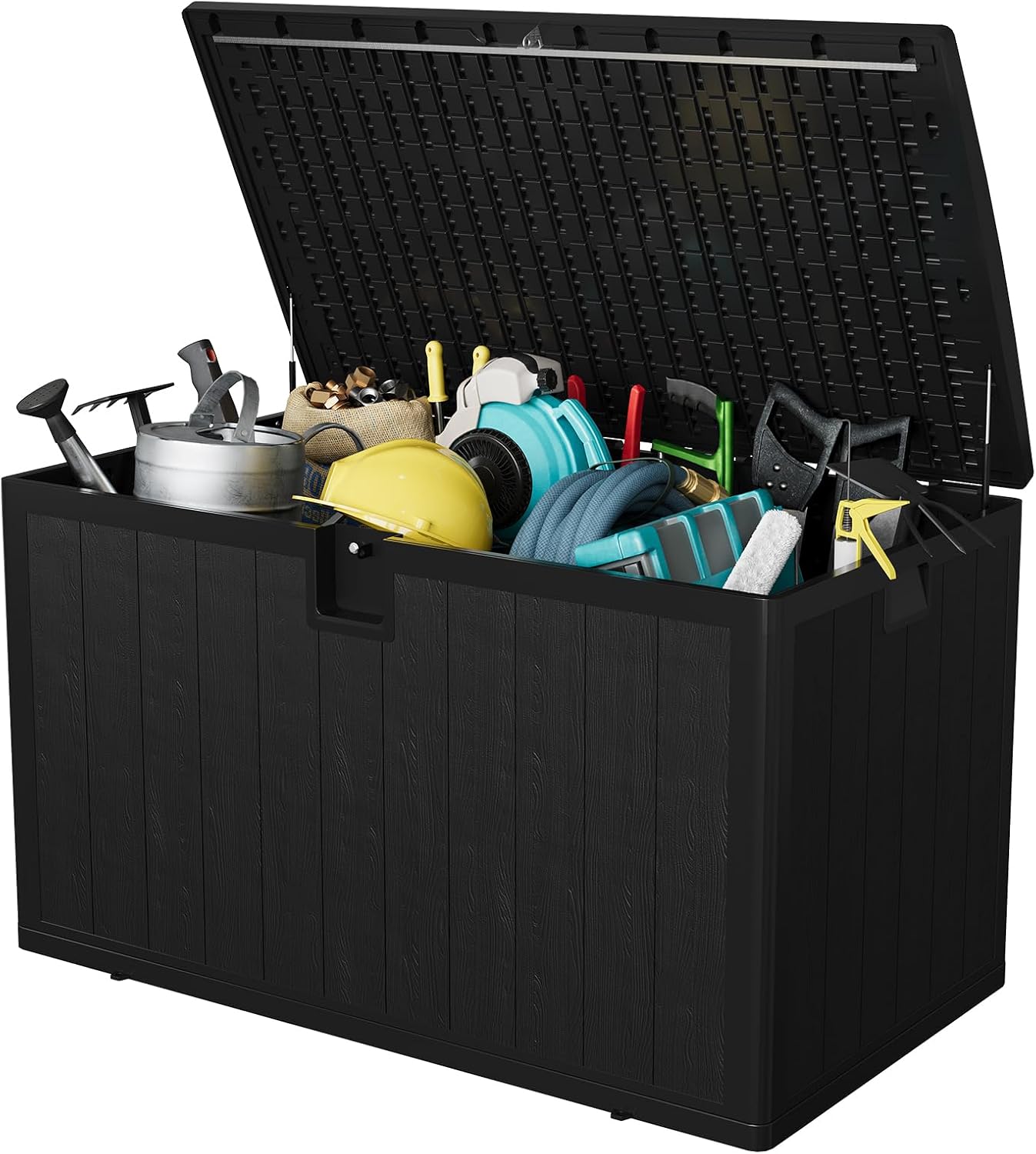 Garvee 130 gal Deck Box, Lockable Outdoor Storage Box with Lid, All-Weather Outdoor Storage Bin with Side Handles for Patio Furniture, Pool Accessories, Gardening Tool, Black
